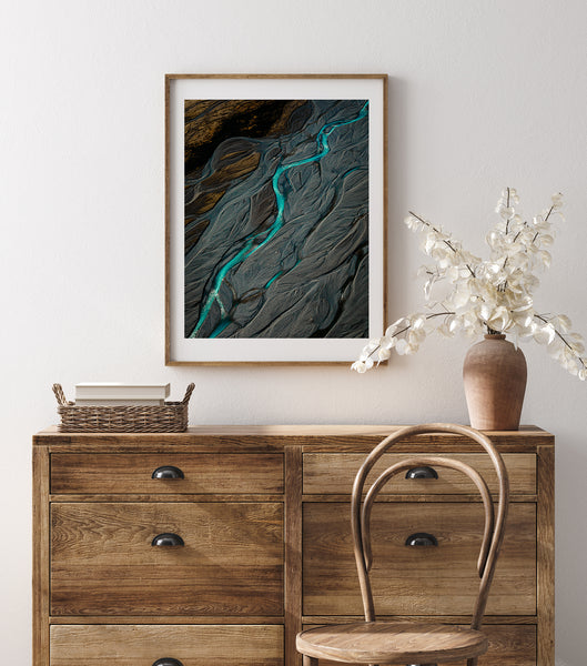 'Flow' Photographic Print, Rakaia River New Zealand