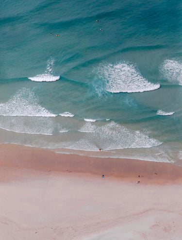 aerial photo print of Smaills beach and surfers Dunedin New Zealand