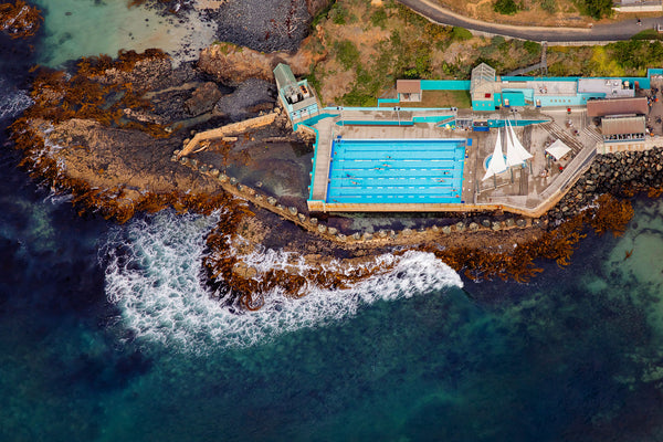 aerial photo of saint clair salt water swimming pool Dunedin New Zealand