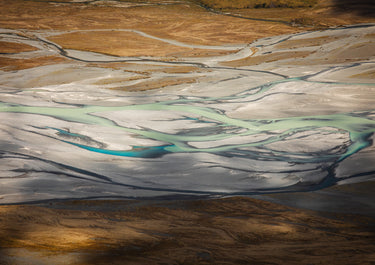 aerial photographic print of the Tasman river at sunset
