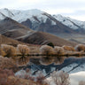 photo print of lake benmore and hills winter hoar frost