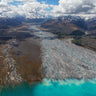 Aerial photographic print of the Tasman river leading up to Mount Cook, South Island New Zealand
