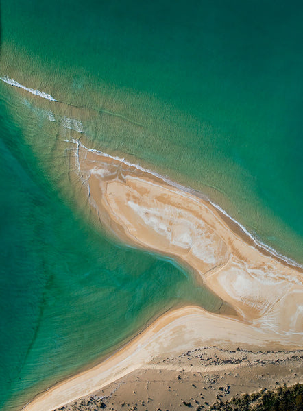 aerial photo of awaroa beach abel tasman new zealand