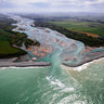 aerial photo of the Waitaki river mouth and waitaki district