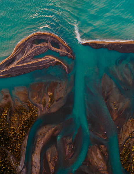 aerial photo of the Waitaki river mouth new zealand